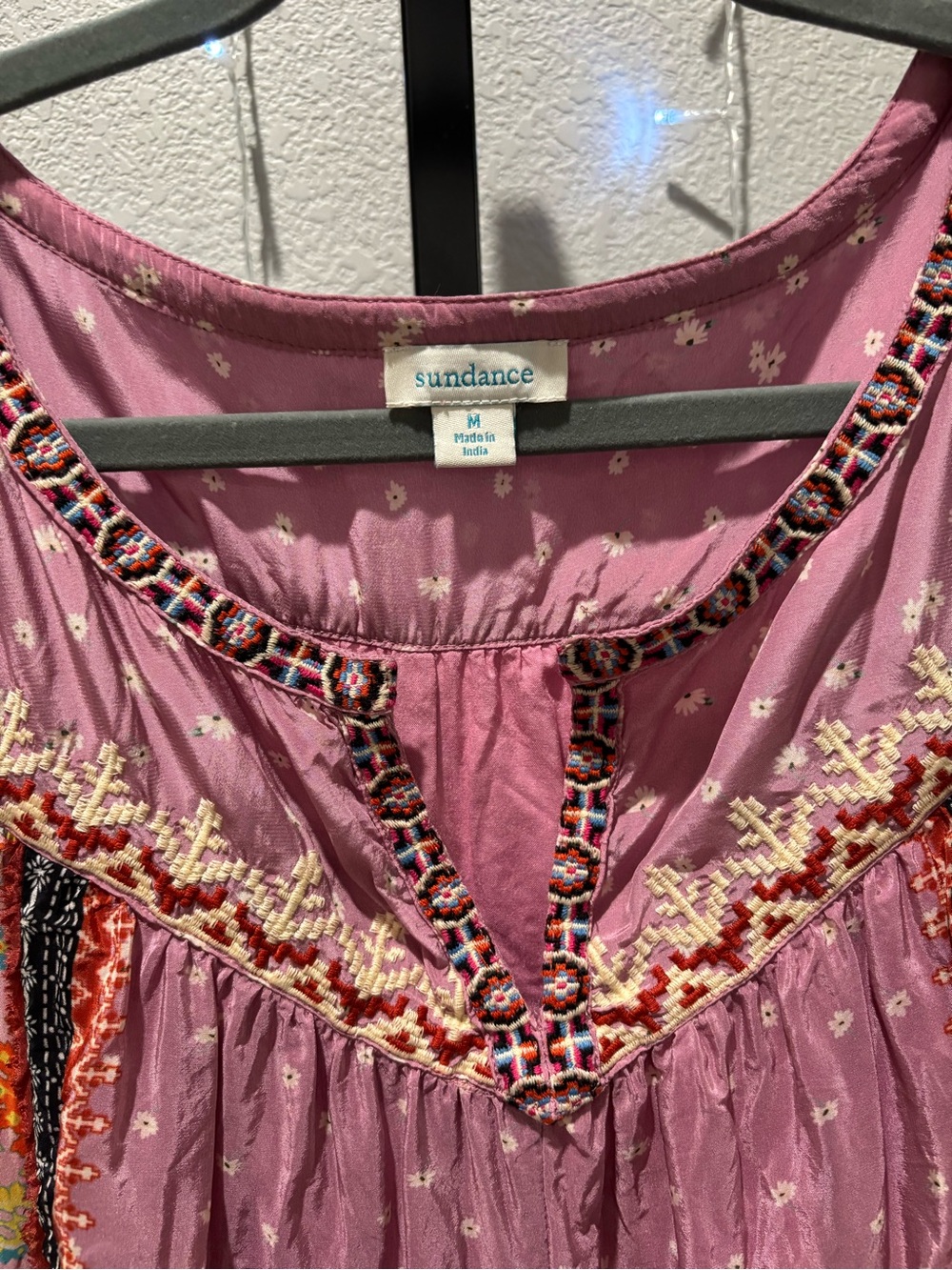 Sundance Mauve Floral-Print Boho Tunic with Multicolor Sleeves - Picture 7 of 10